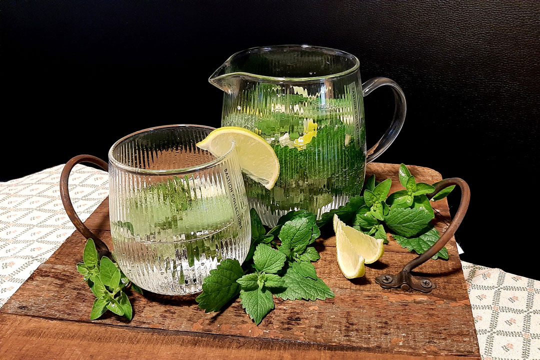 Erfrischungsgetränk Wasser Mineral mit Wildkräuter